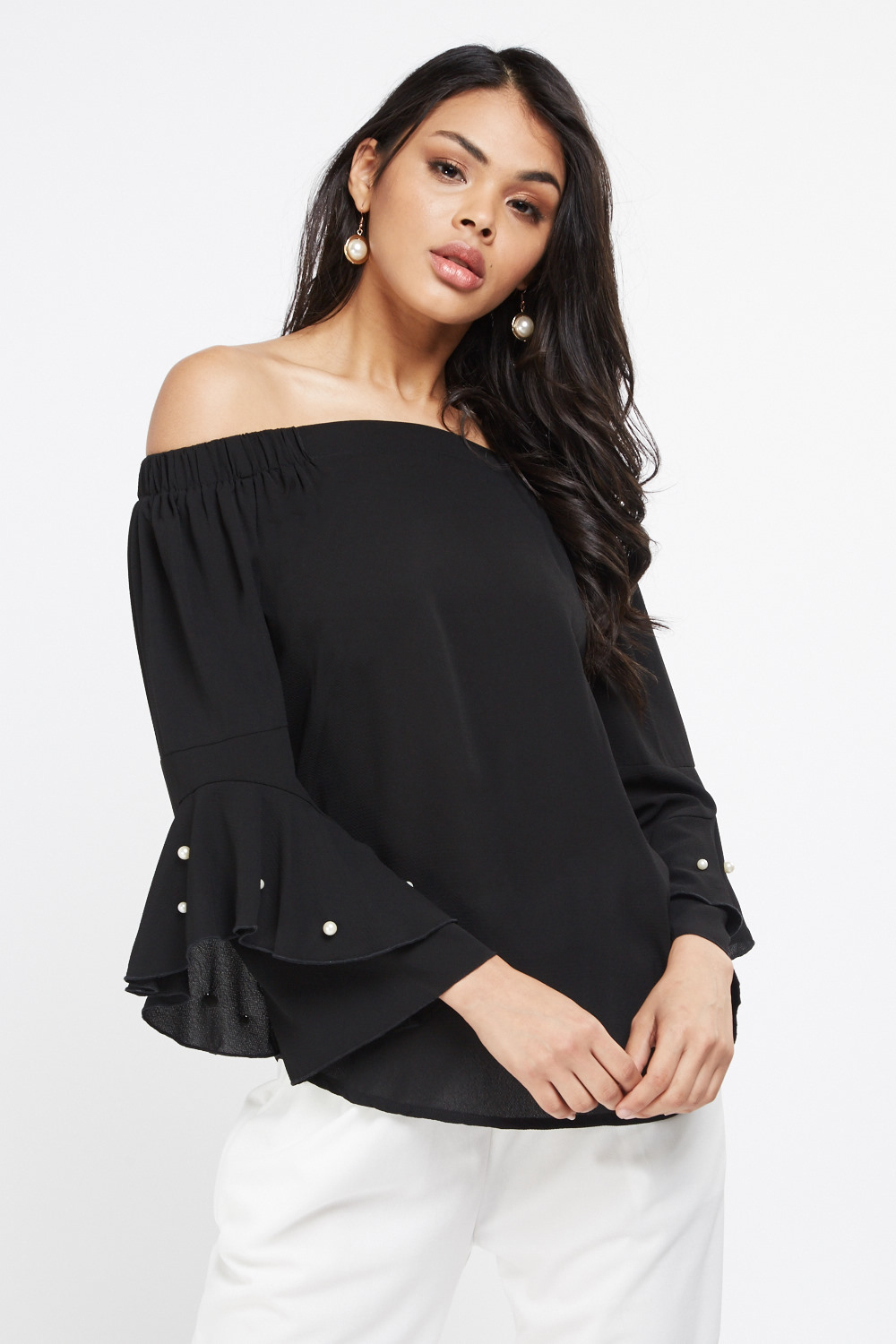 bardot camille eyelet blouse