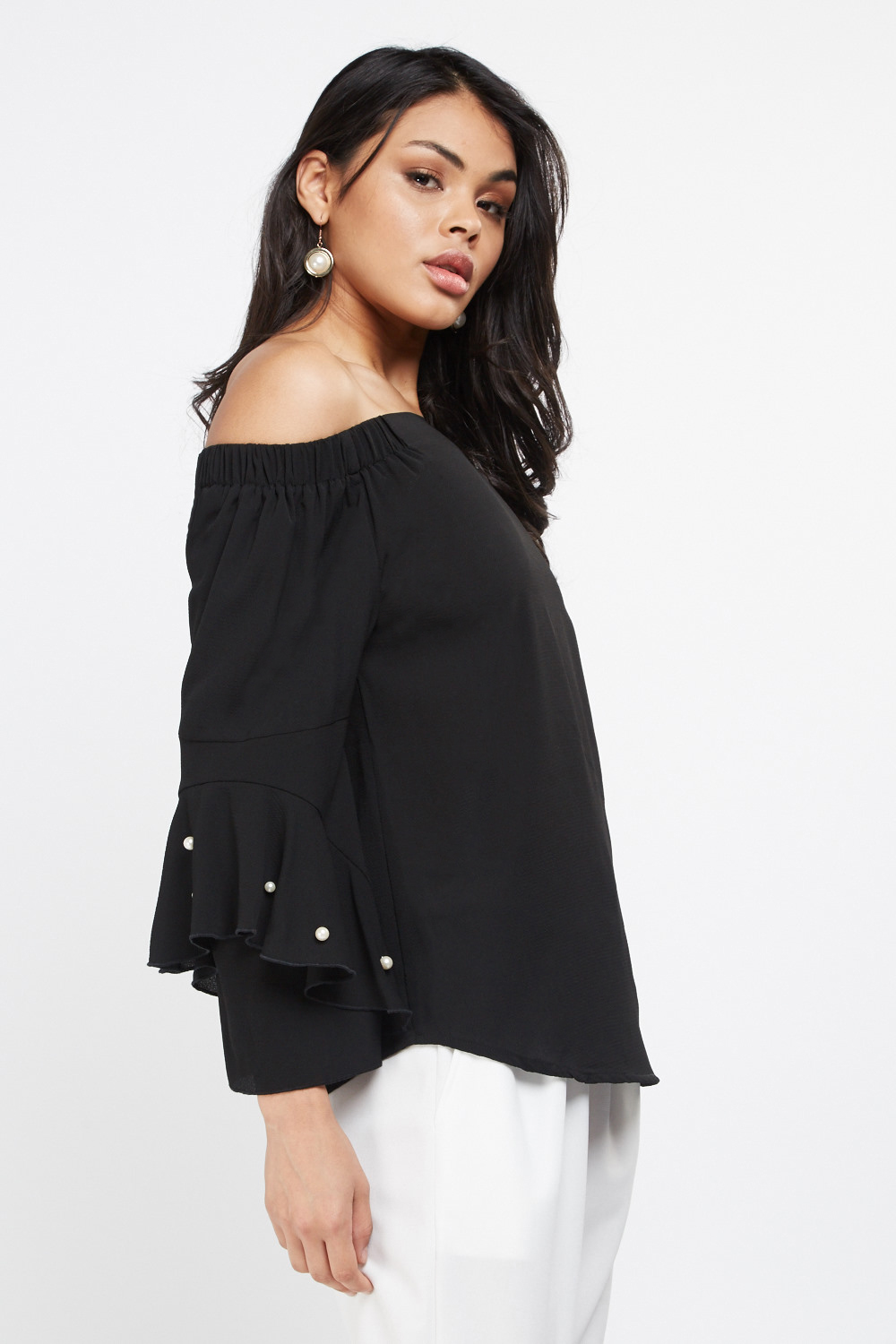 bardot camille eyelet blouse