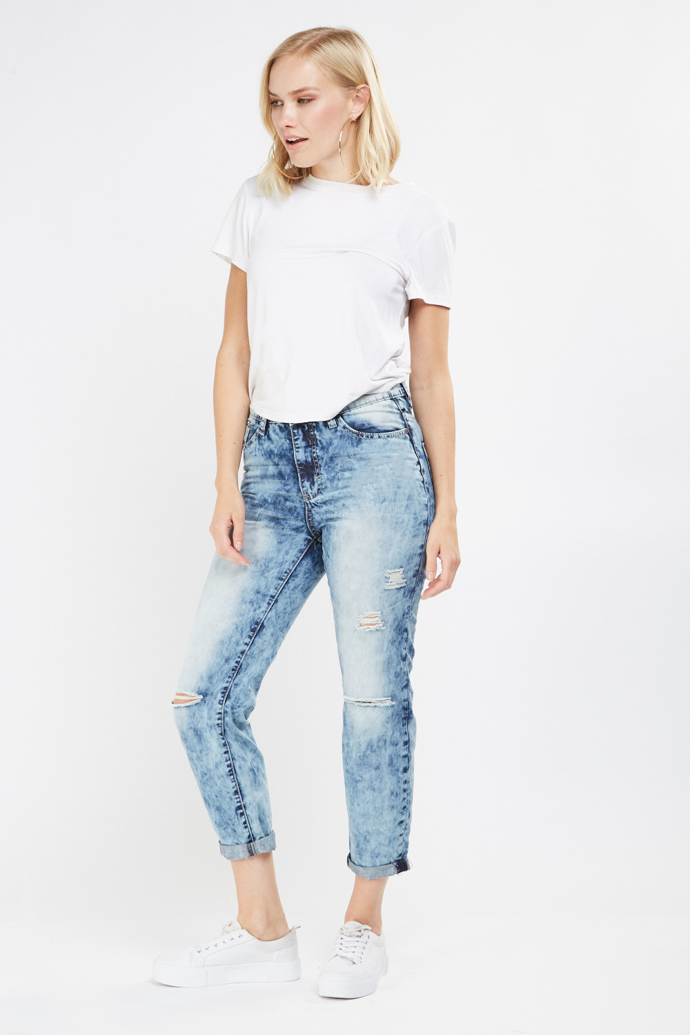 Washed Out Frayed Denim Jeans - Just $7