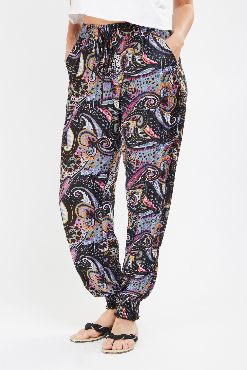 Paisley Print Tapered Joggers - Just $6