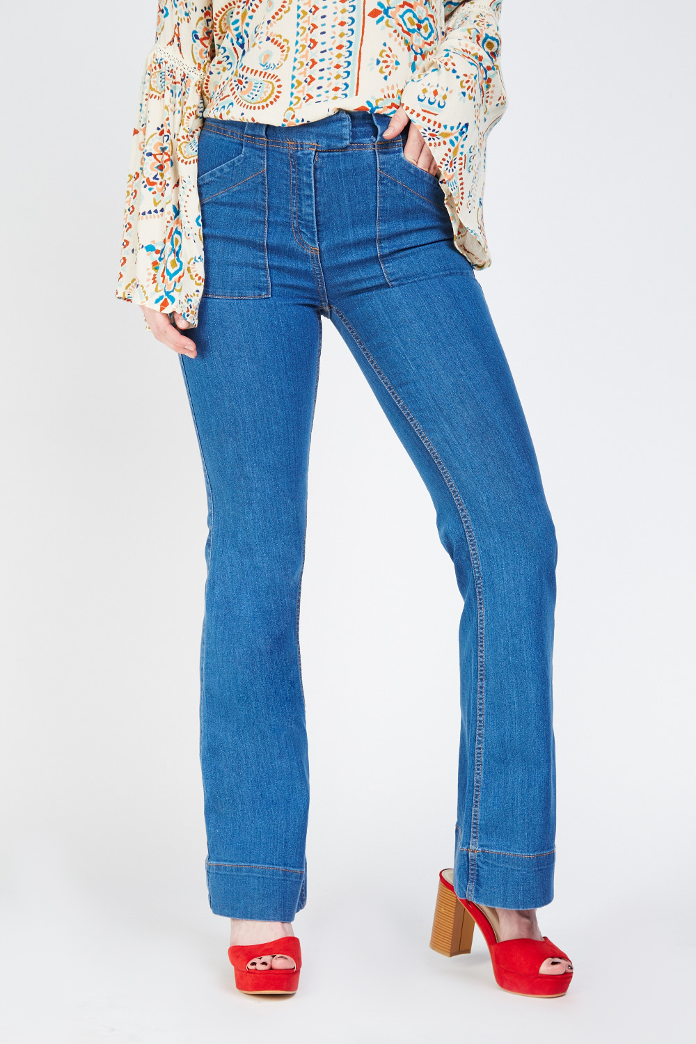 Low Waist Flared Denim Jeans - Just $7