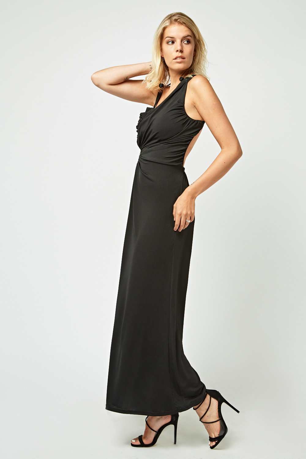 Ruched Detailed Side Maxi Dress - Just $3