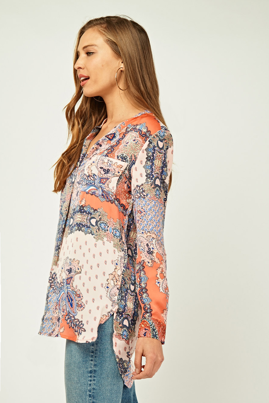 Moroccan Tile Printed Blouse - Just $7