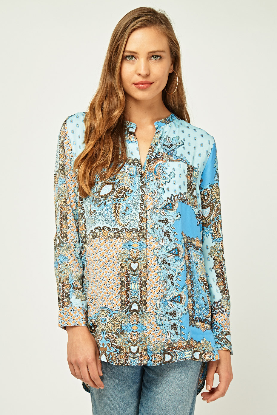 Moroccan Tile Printed Blouse - Just $7