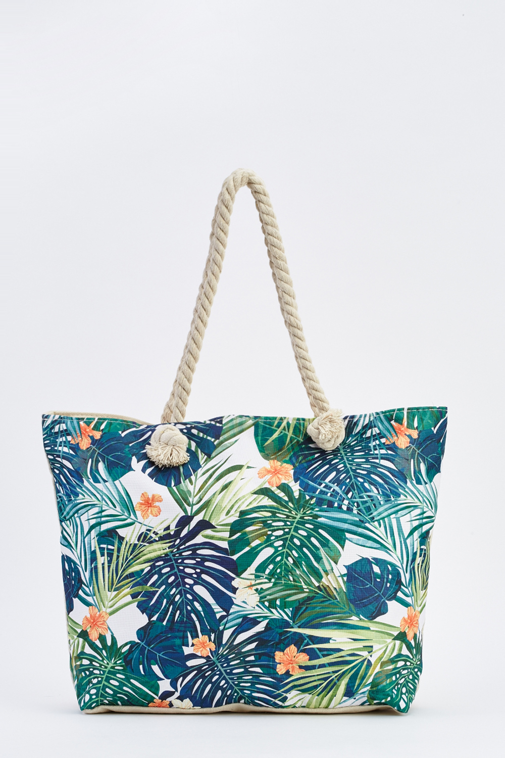 Tropical Print Jute Beach Bag - Just $7