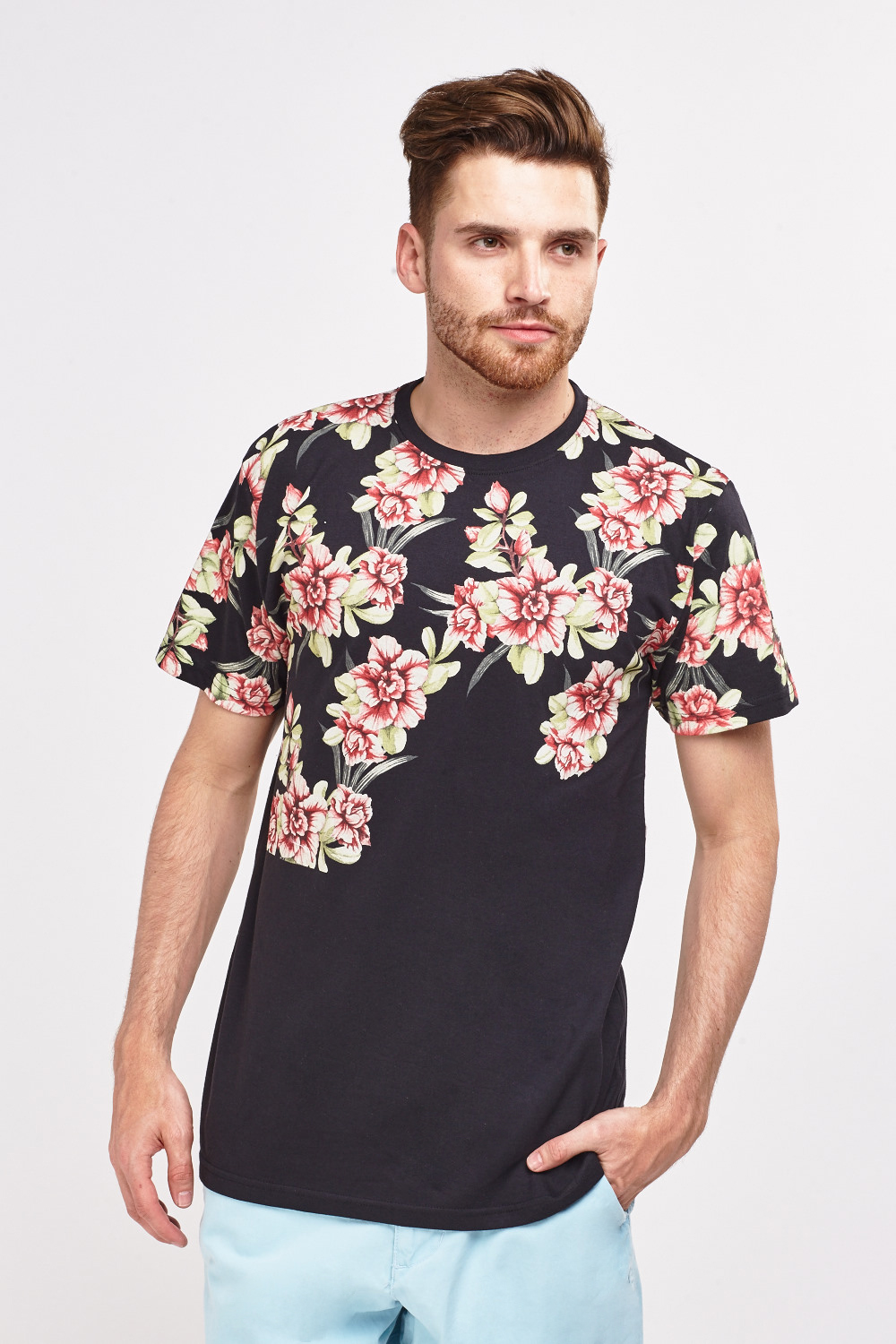 Floral Black T-Shirt - Just $6
