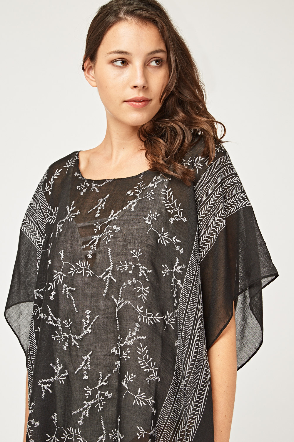 Embroidered Sheer Beach Cover Up - Just £5