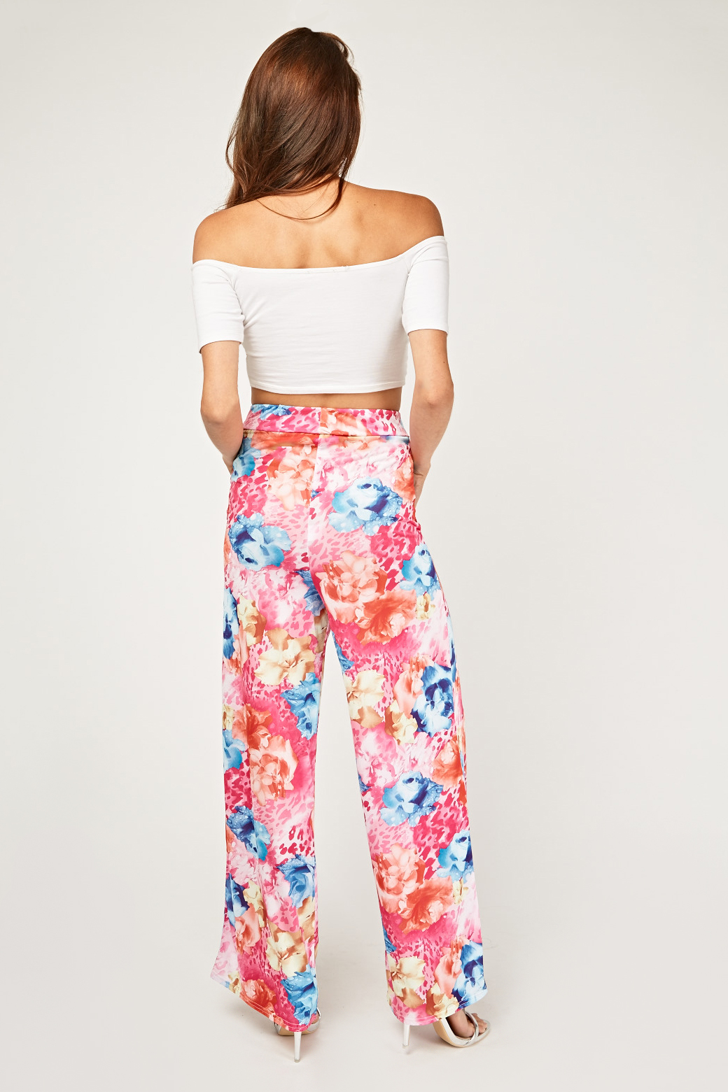 Floral Printed Wide Leg Trousers - Just $6