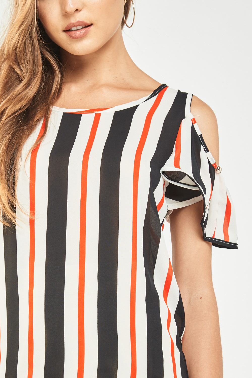 cold shoulder striped top