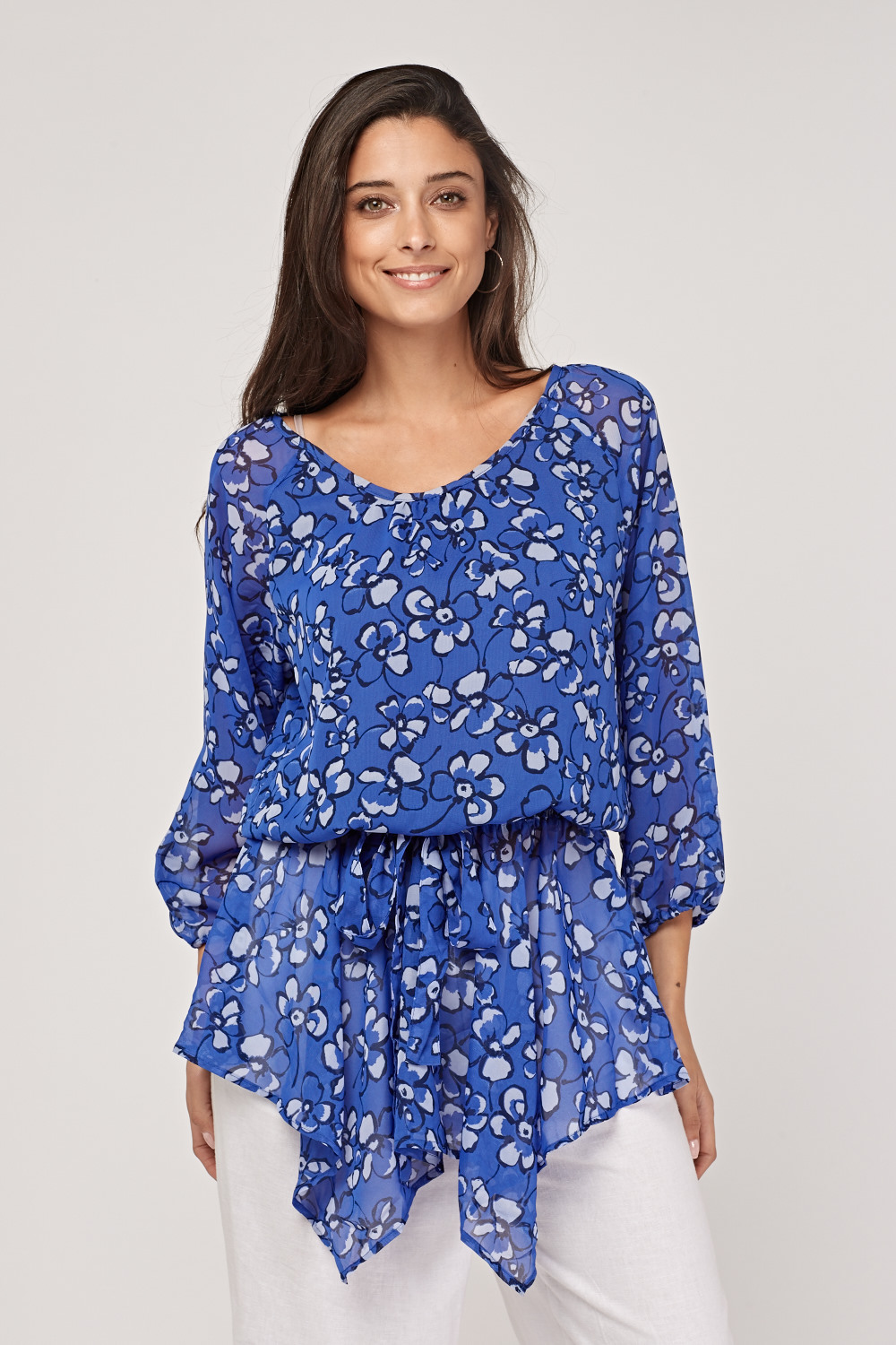 Floral Sheer Tunic Blouse - Just $7