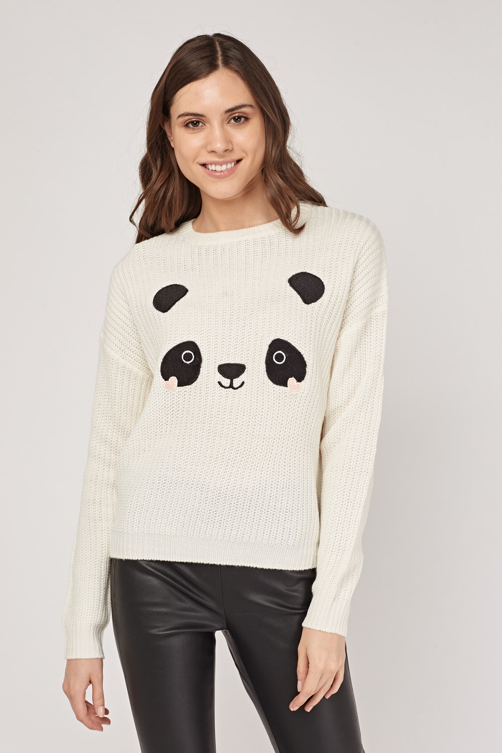 Panda Face Applique Knitted Jumper - Just $7
