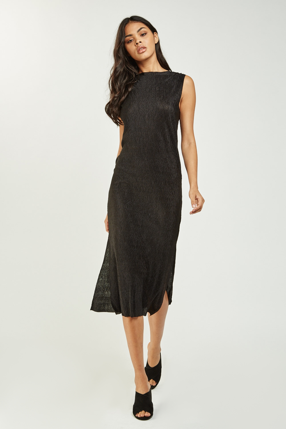 Knotted Open Back Plisse Dress - Just $3