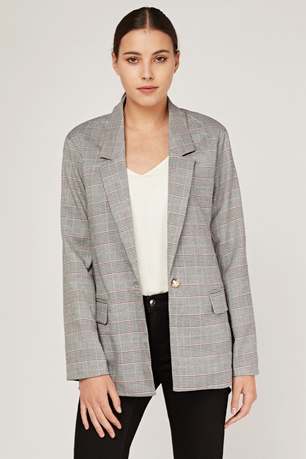 Double Breasted Glen Check Blazer - Just $7