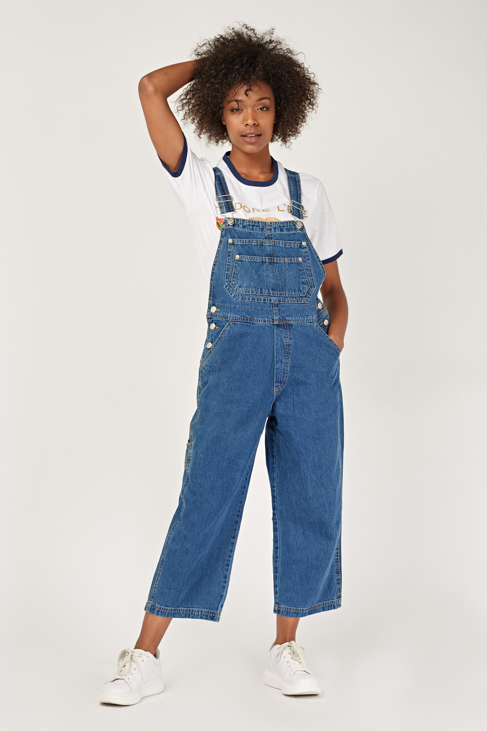 wide leg cropped dungarees