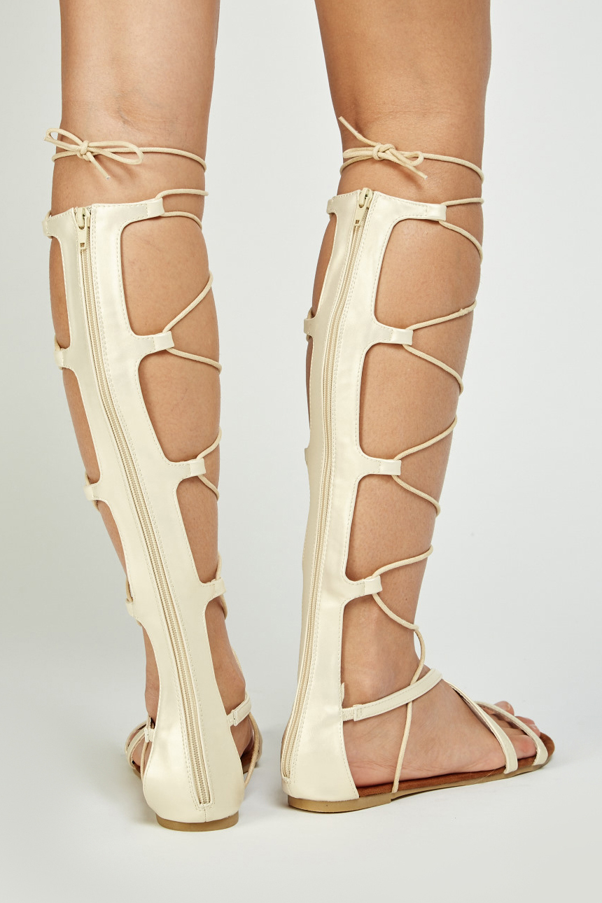 Knee High Lace Up Sandals - Just $3