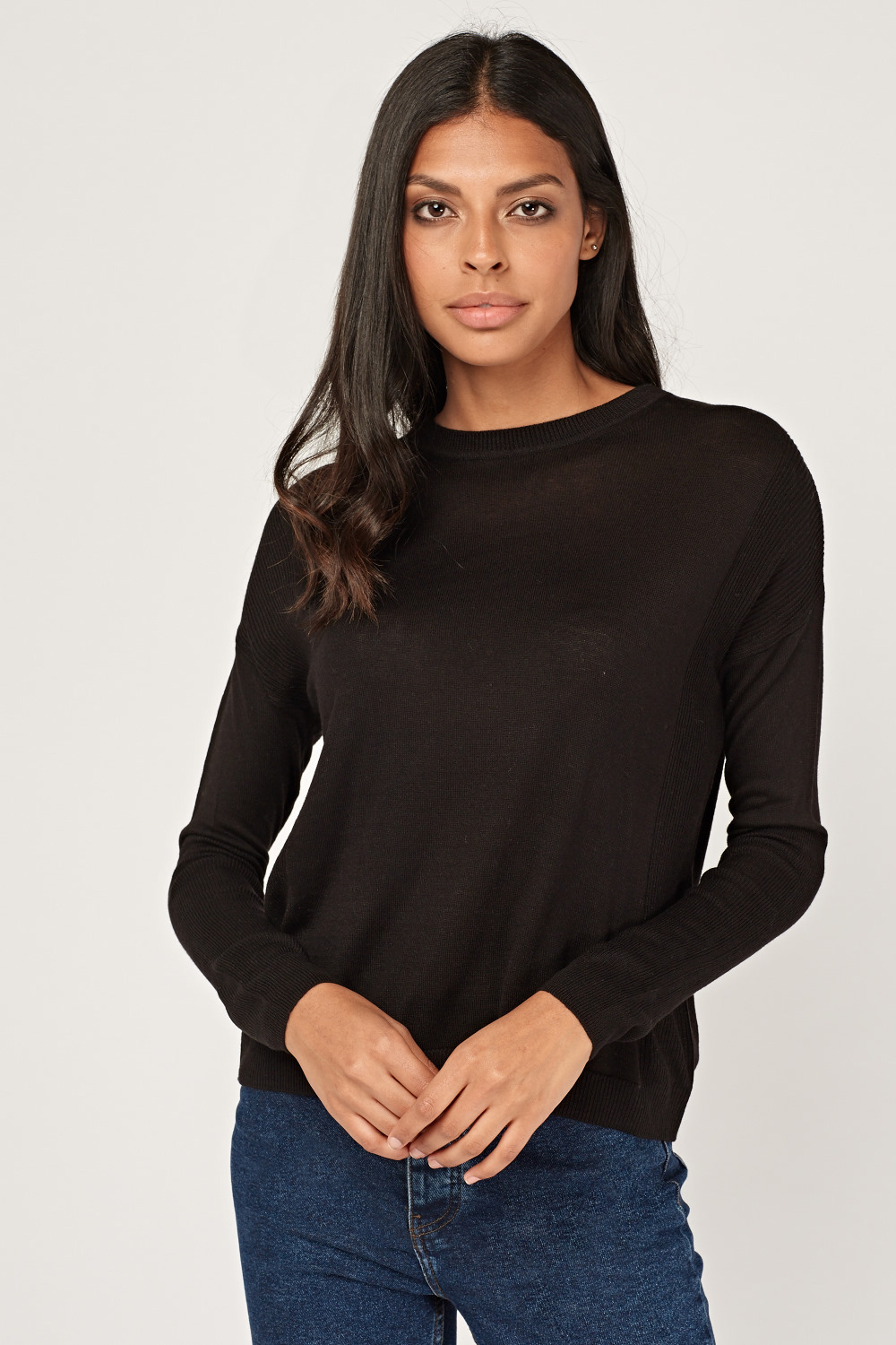 Ribbed Side Fine Knit Sweater - Just $3