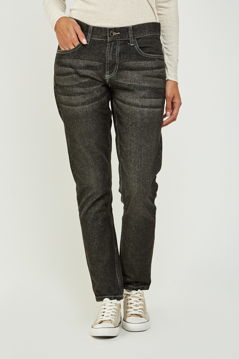 Straight Leg Denim Black Jeans - Just $7