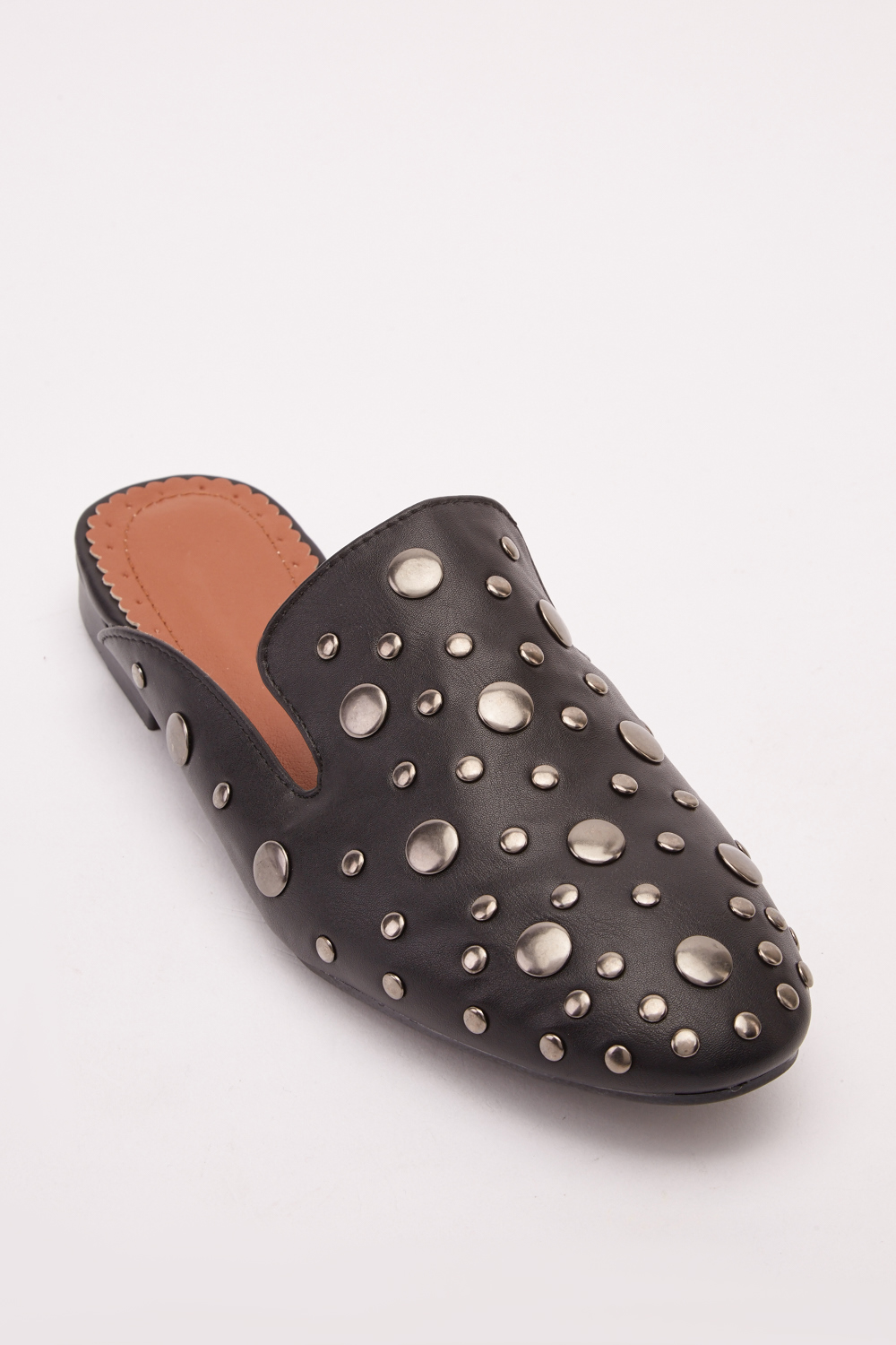 Faux Leather Studded Mules - Just $3