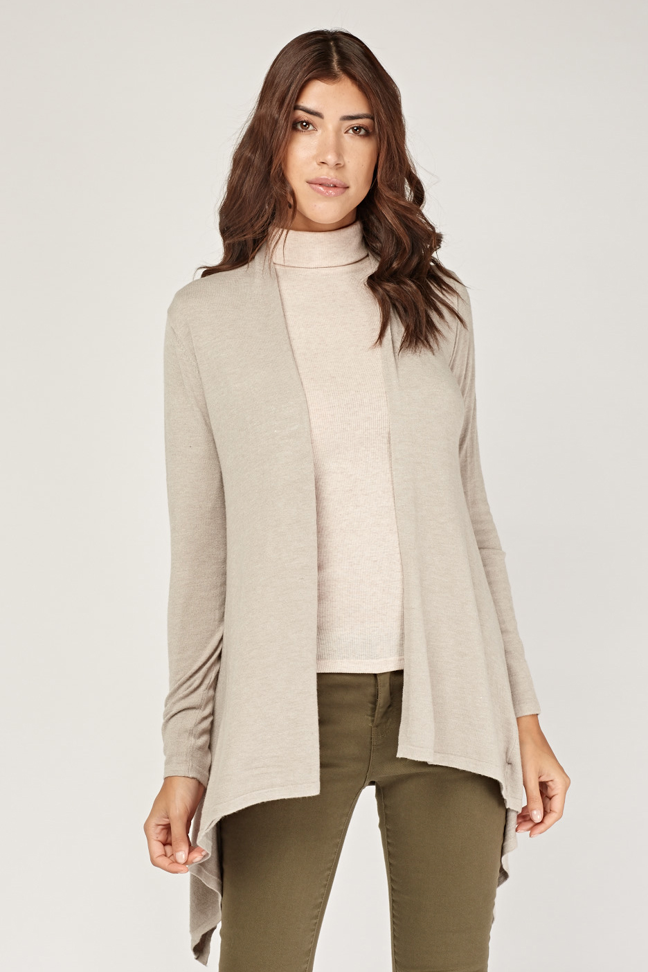 Detailed Back Knit Draped Cardigan - Just $3