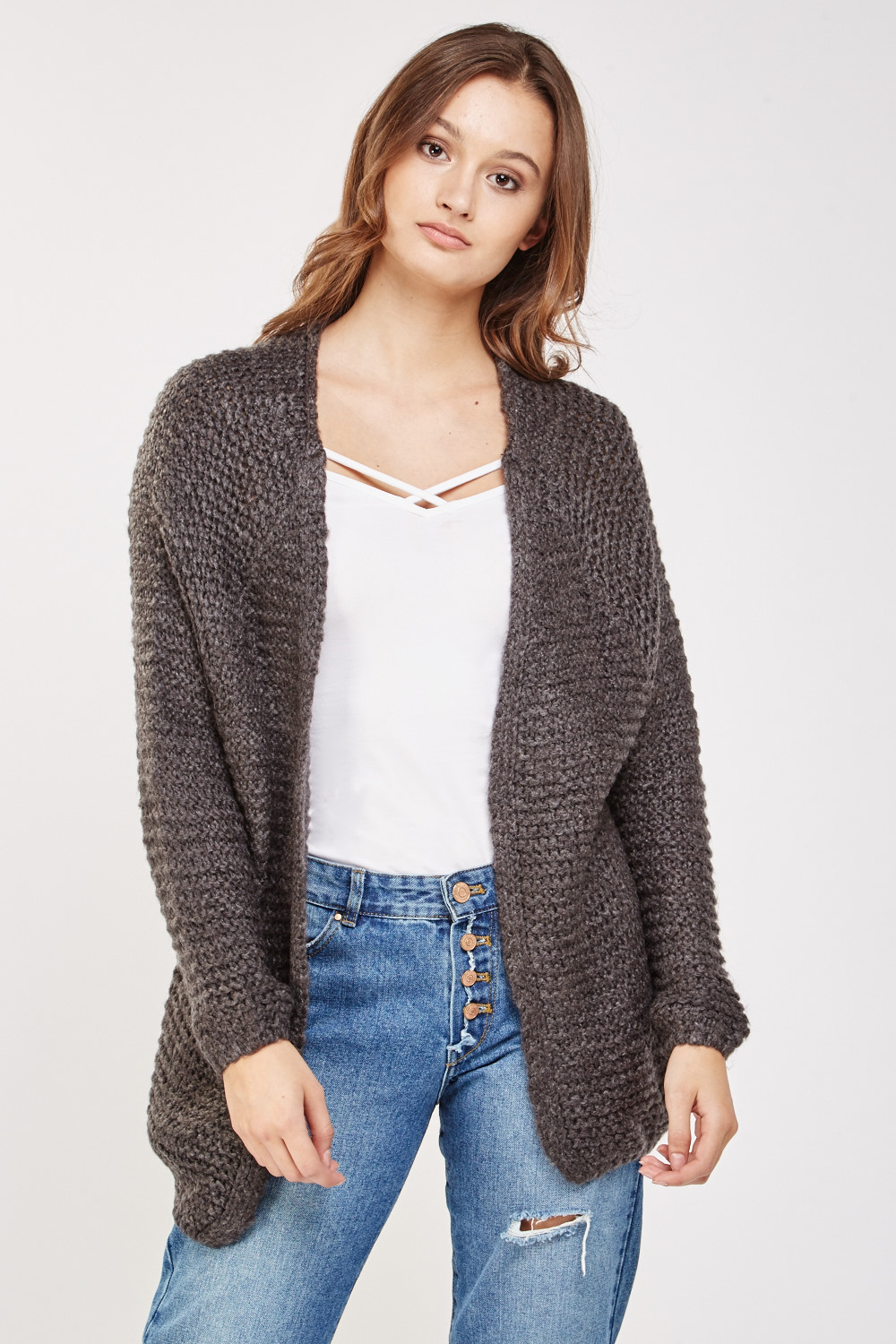 Loose Knit Open Cardigan - Just $3