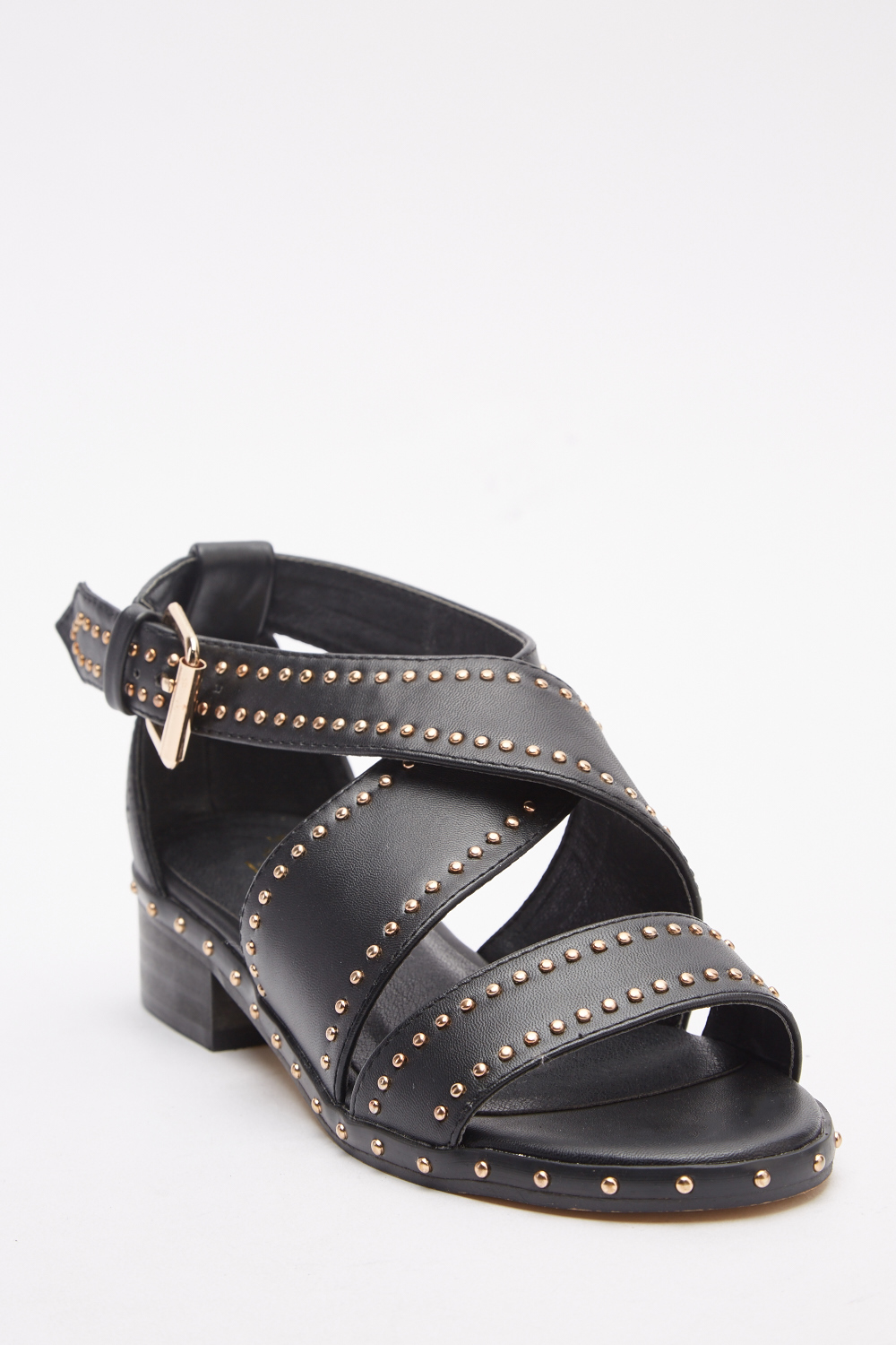 studded strap gladiator heels