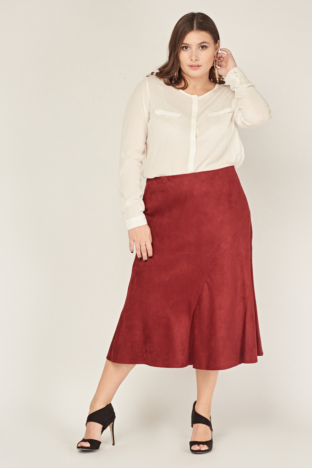 suedette midi skirt