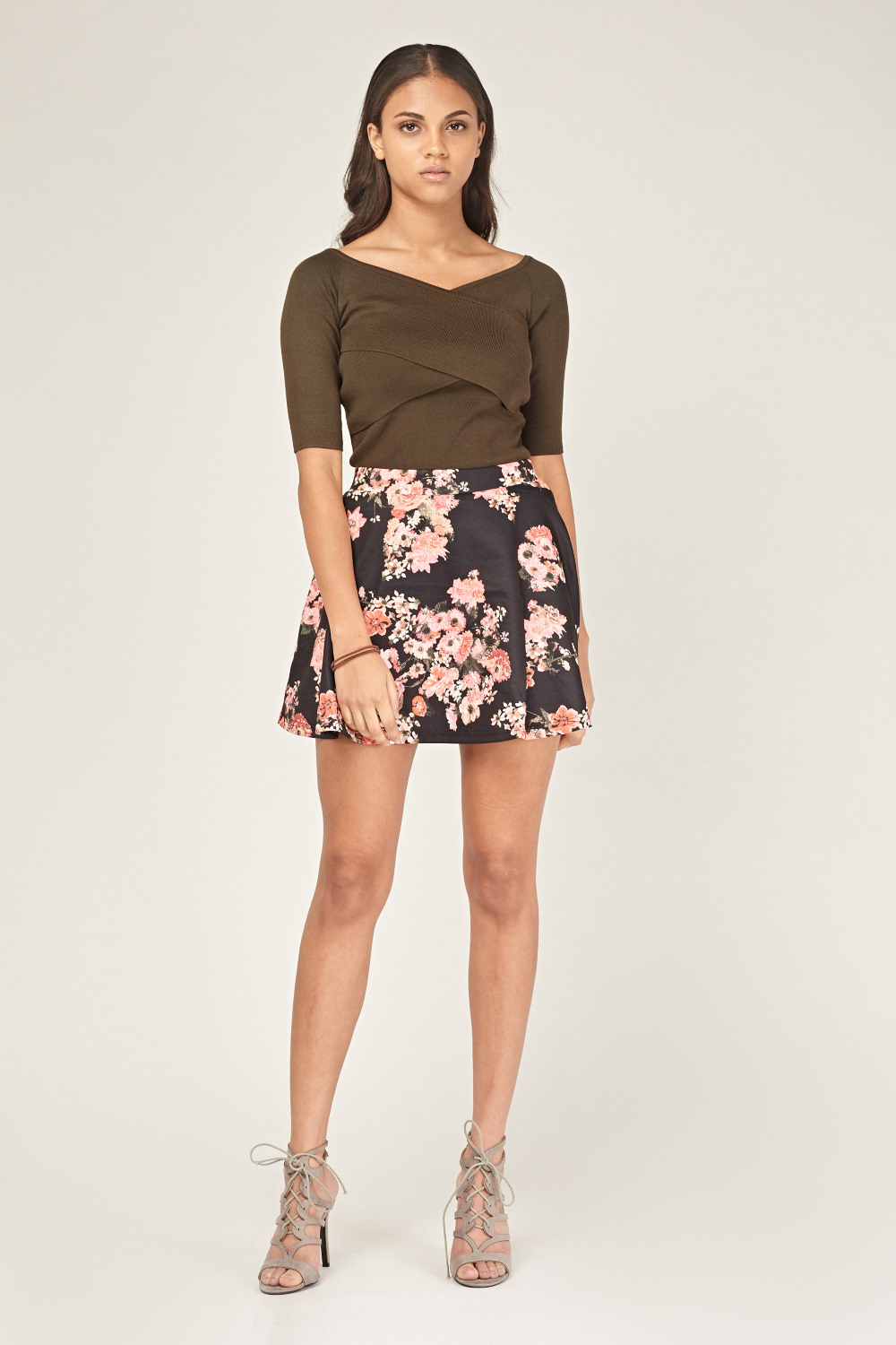 Floral Mini Skater Skirt - Just $7