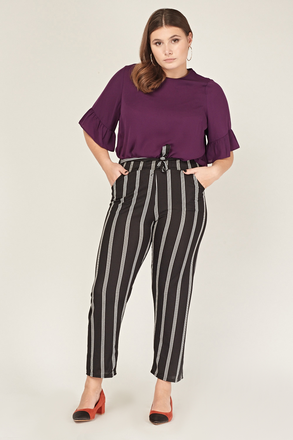 Stripe Tie Up Elasticated Trousers - Just $3