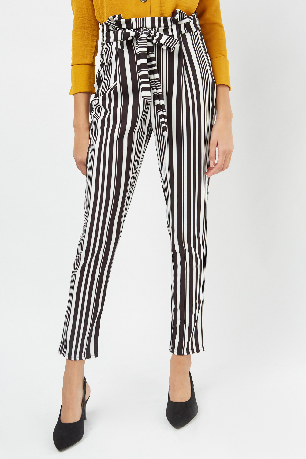 Striped Tie Up Peg Trousers - Just $7