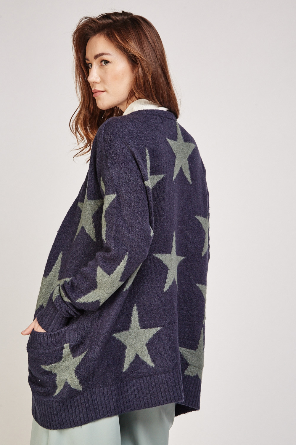 Star Knitted Open Front Cardigan - Just $7
