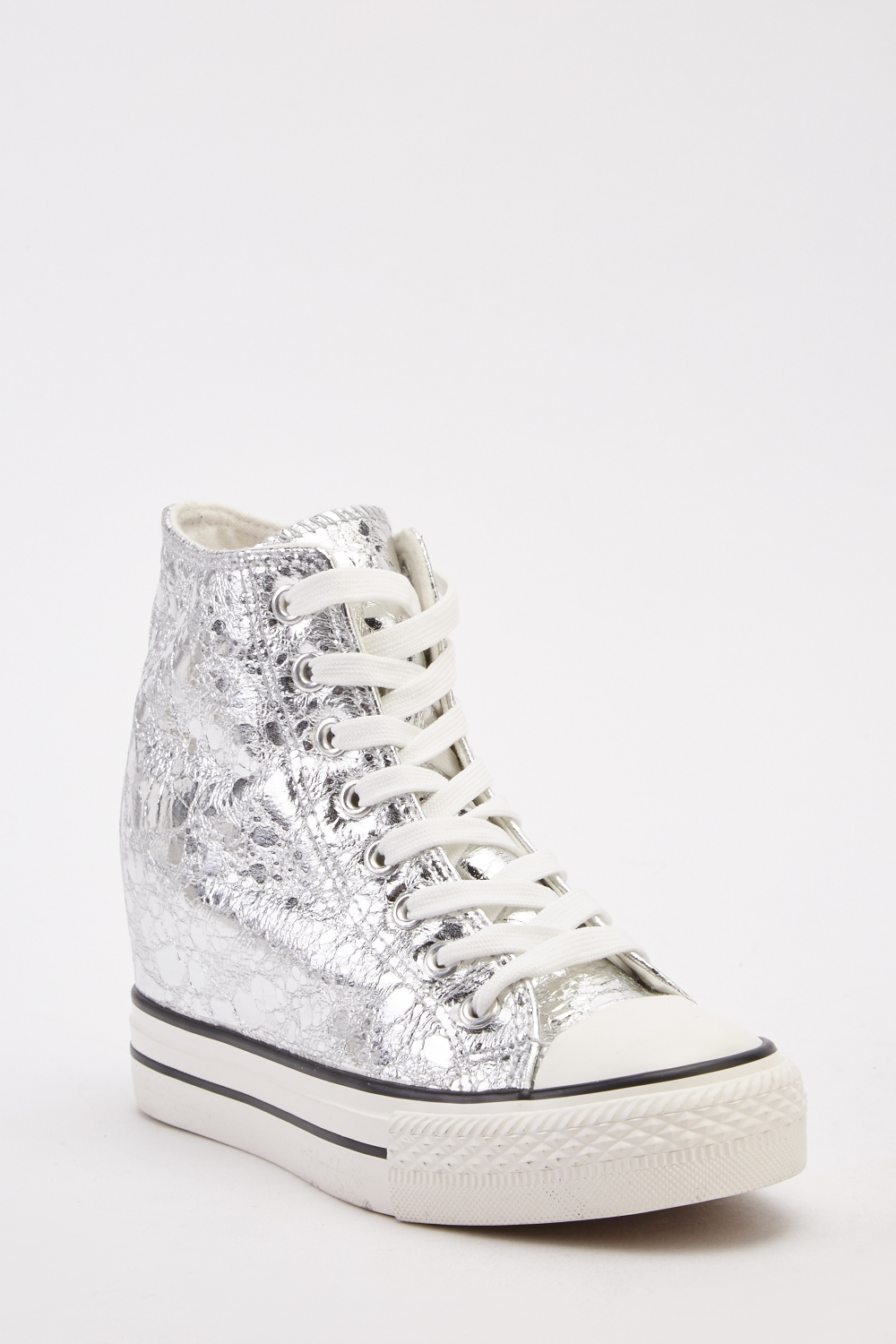 silver wedge trainers