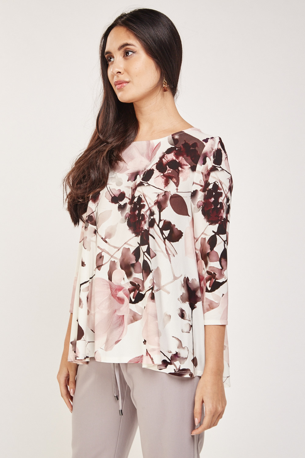 Printed Round Neck Top - Just $3