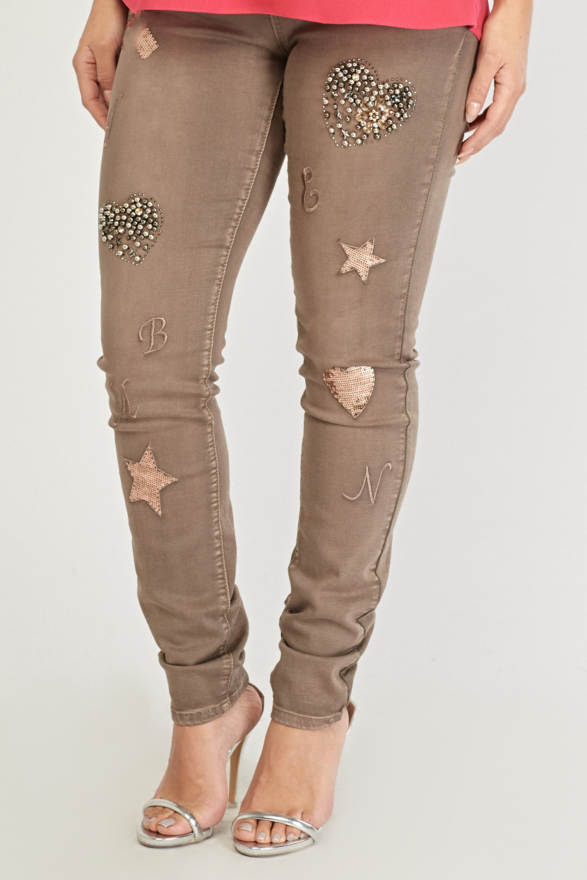 black sequin jeans