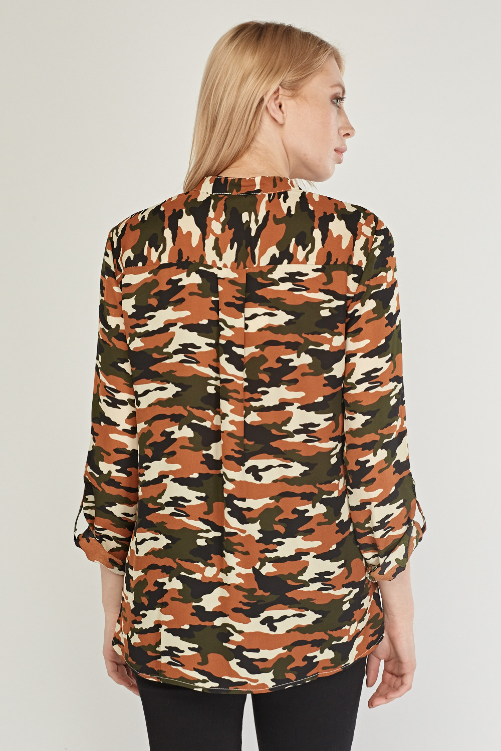 Camouflage Print Sheer Blouse - Just $3