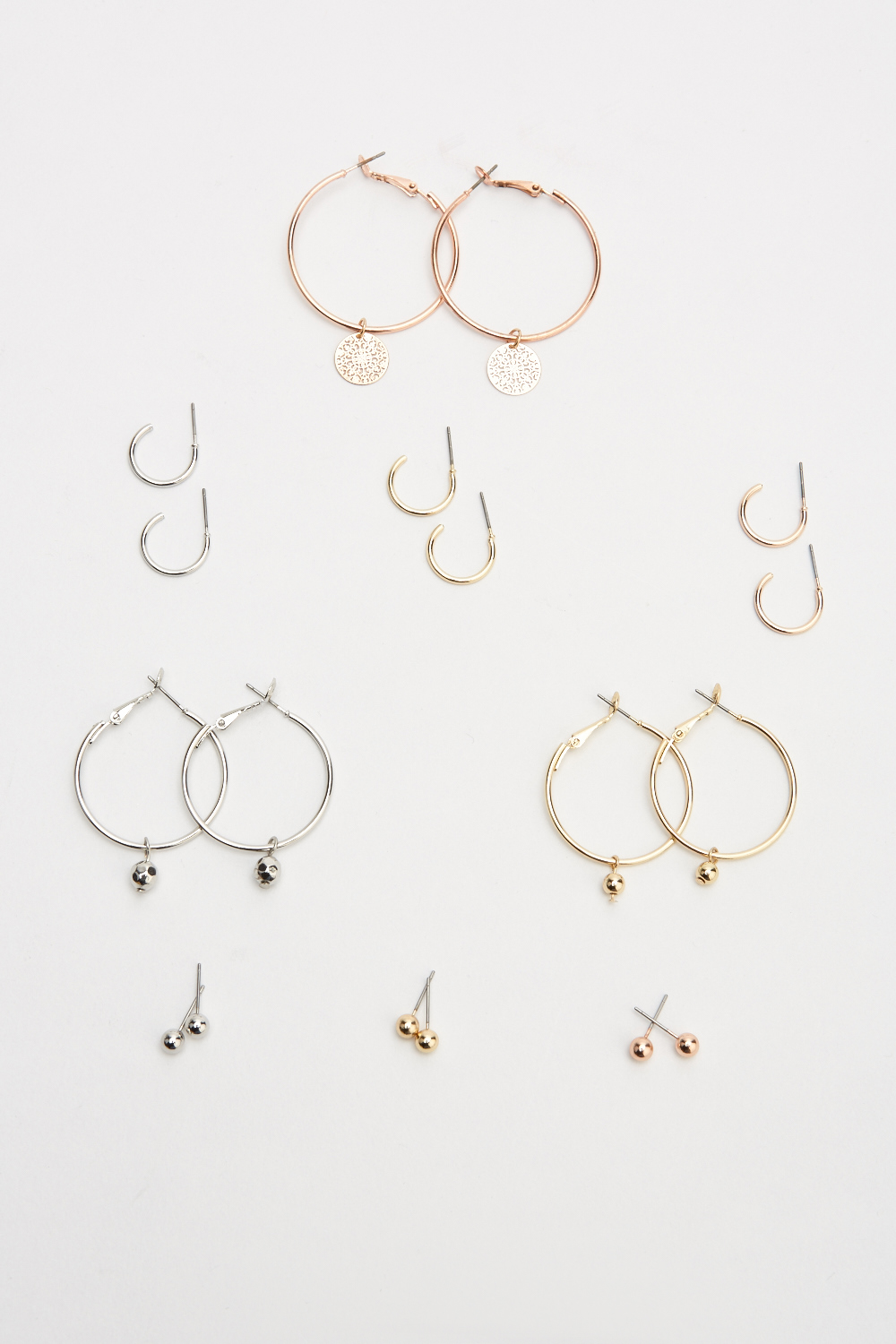 Set Of 9 Hoop And Stud Earrings Set - Just $6