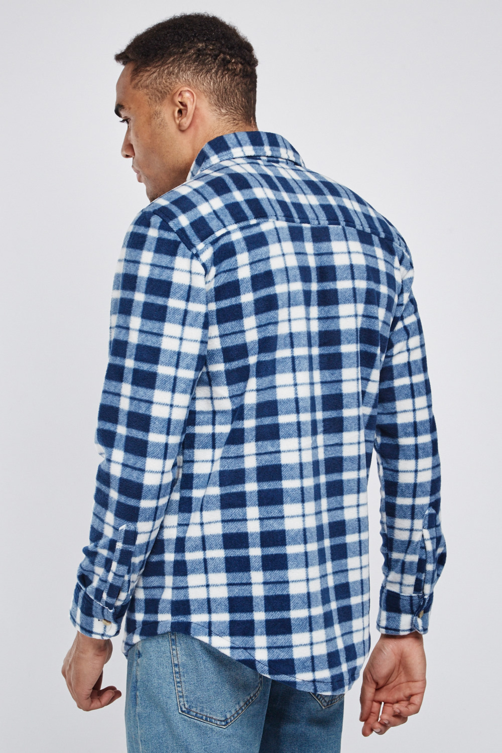 Checkered Poly-Fleece Over Shirt - Just $7