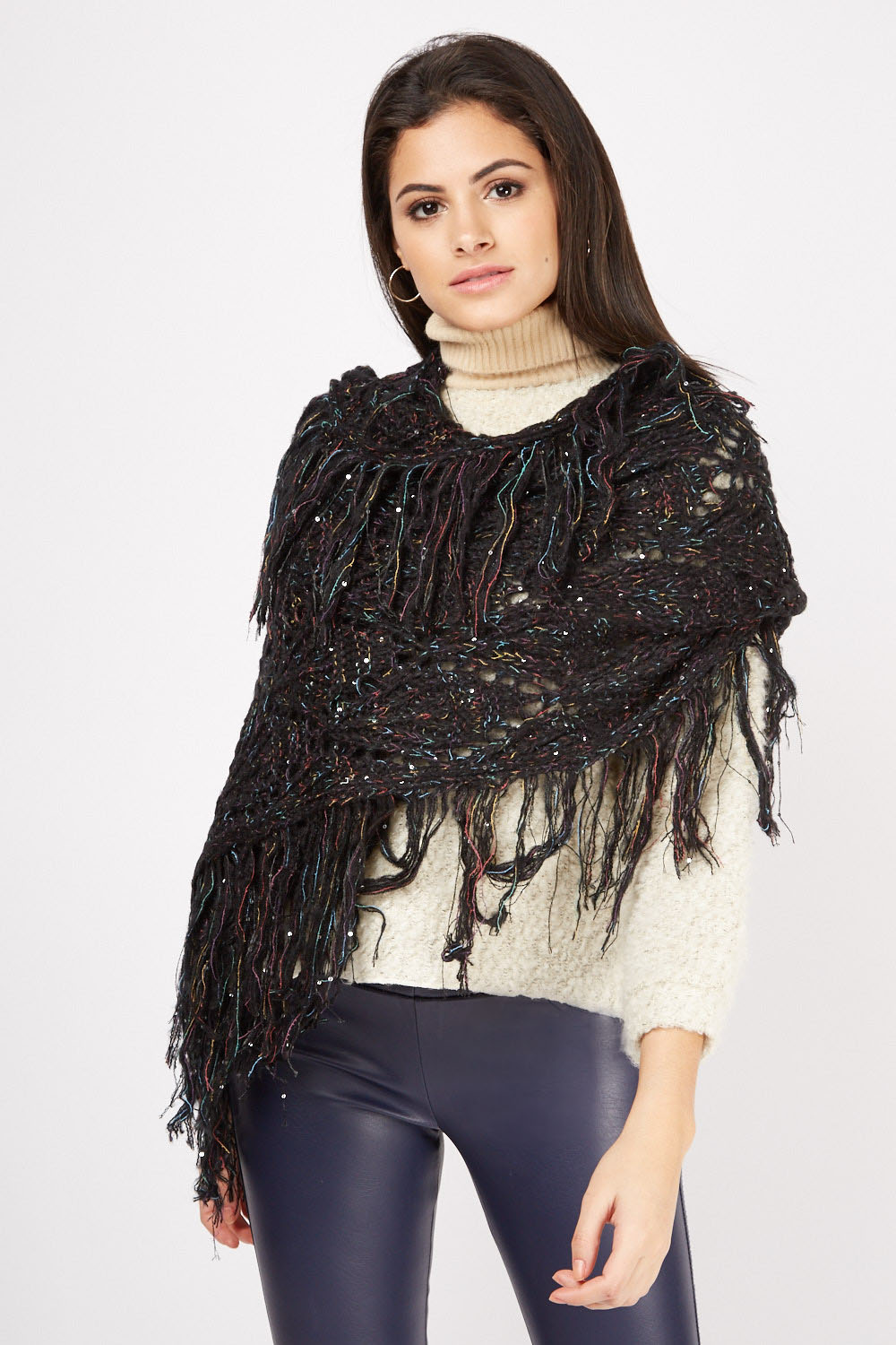 Sequin Loose Knit Scarf - Just $7