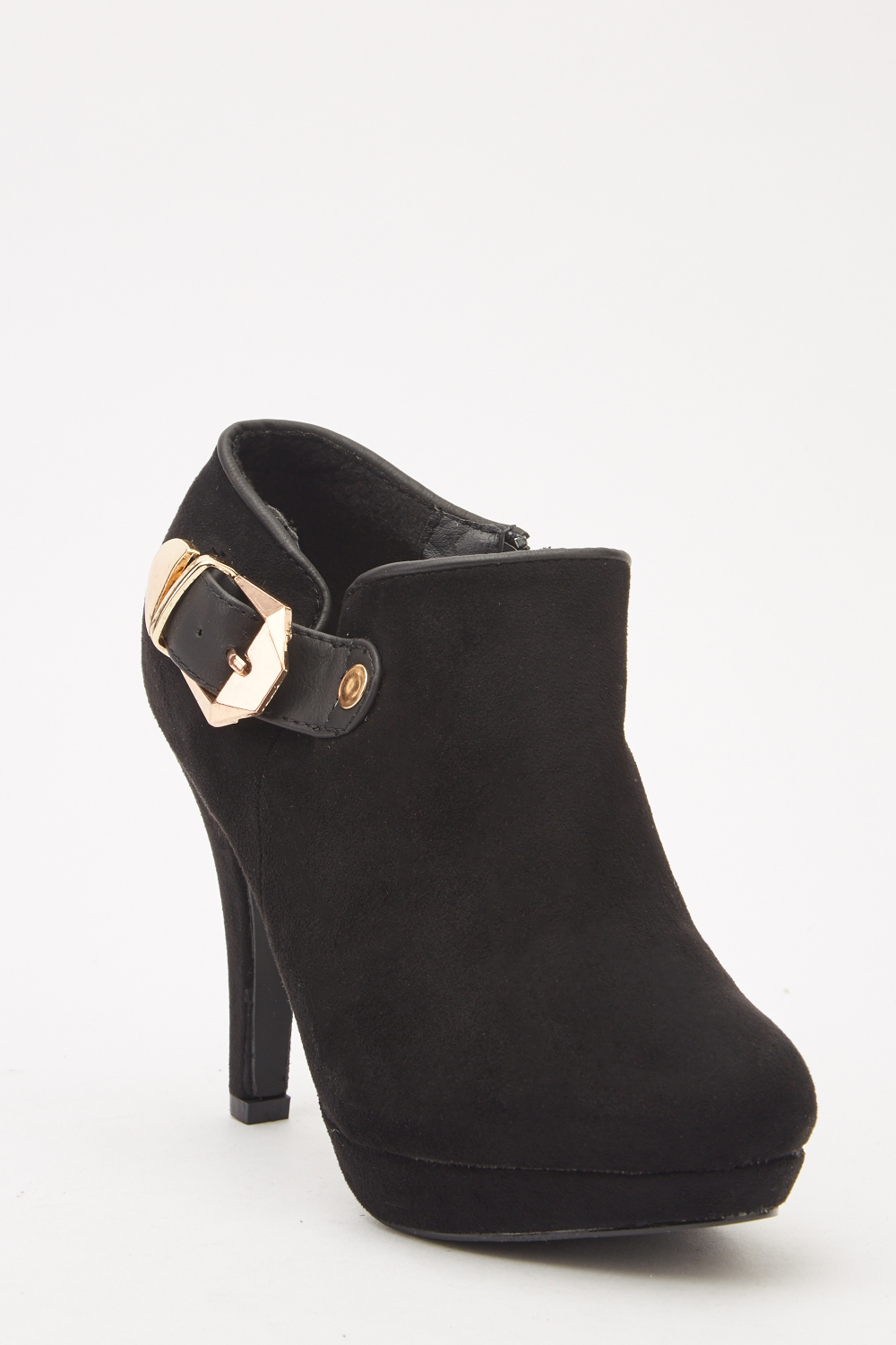 Suedette Heeled Mule Boots - Just $6