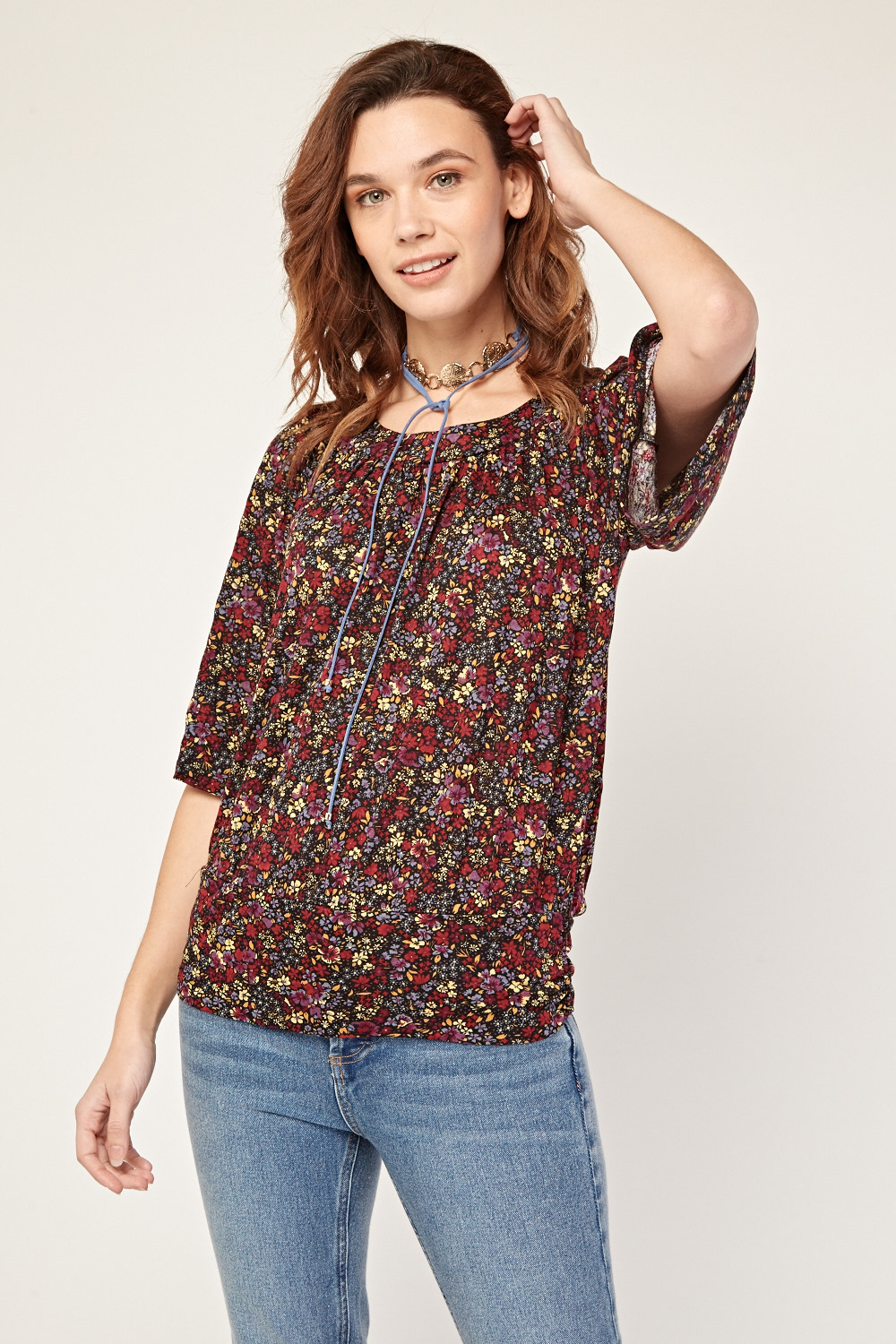 Ditsy Floral Print Blouse - Just $3