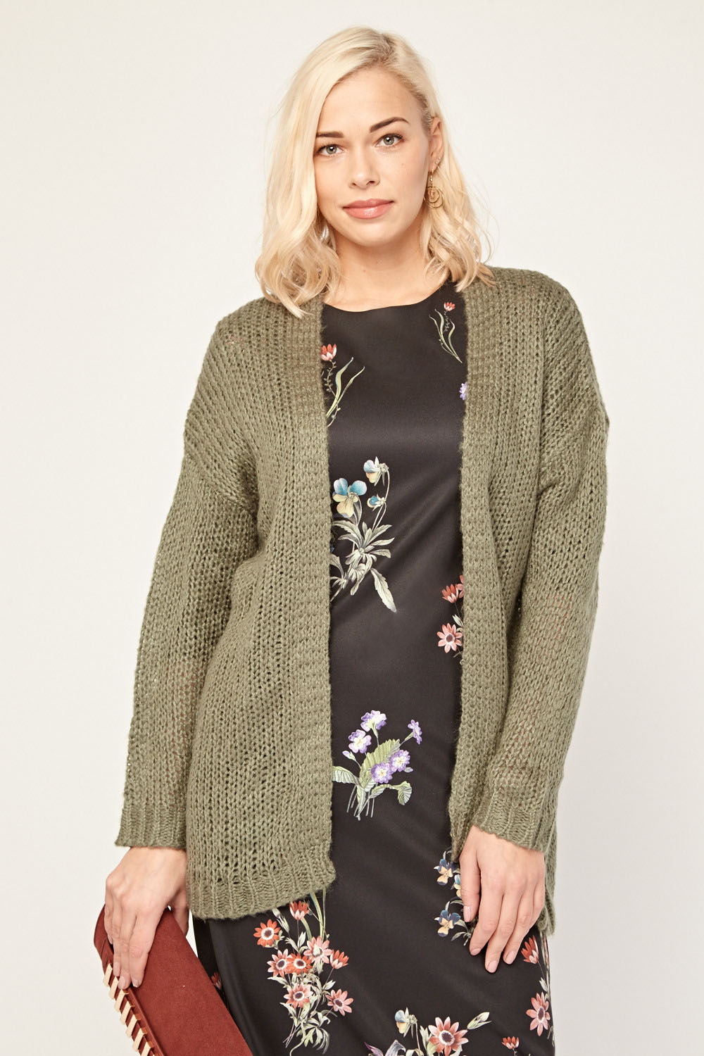 Loose Knitted Olive Cardigan  Just 3
