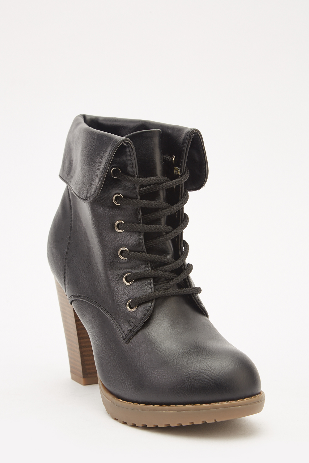 lace up heeled biker boots