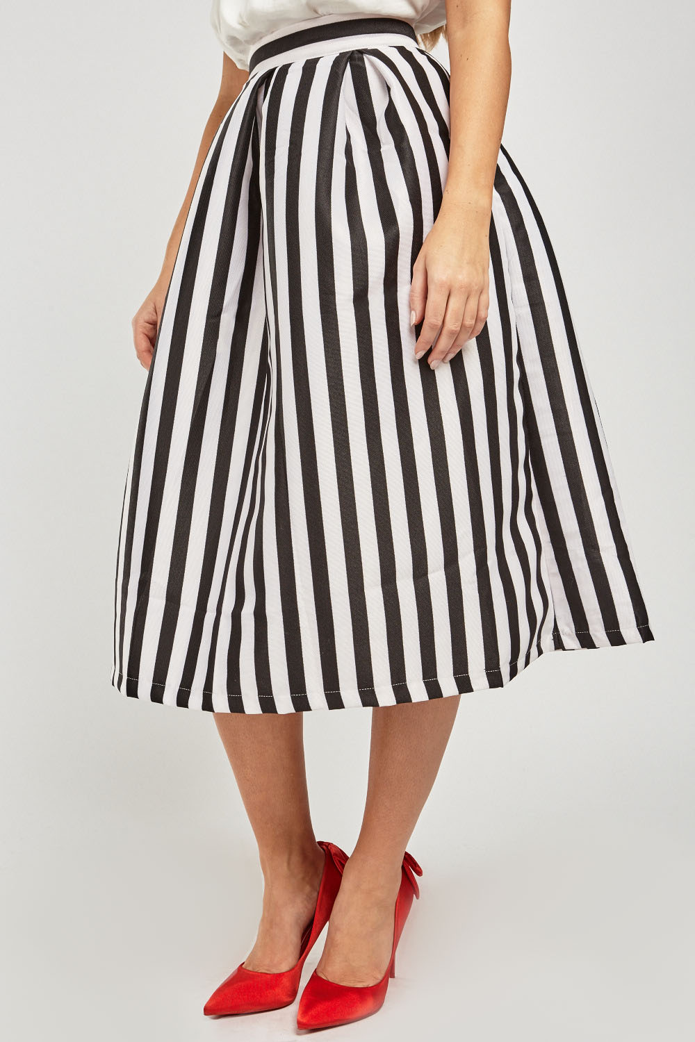 High Waist Striped Midi Skirt - Just $7