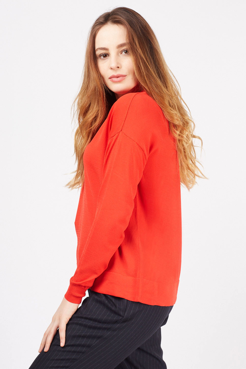 Long Sleeve V-Neck Thin Knit Top - Just $3