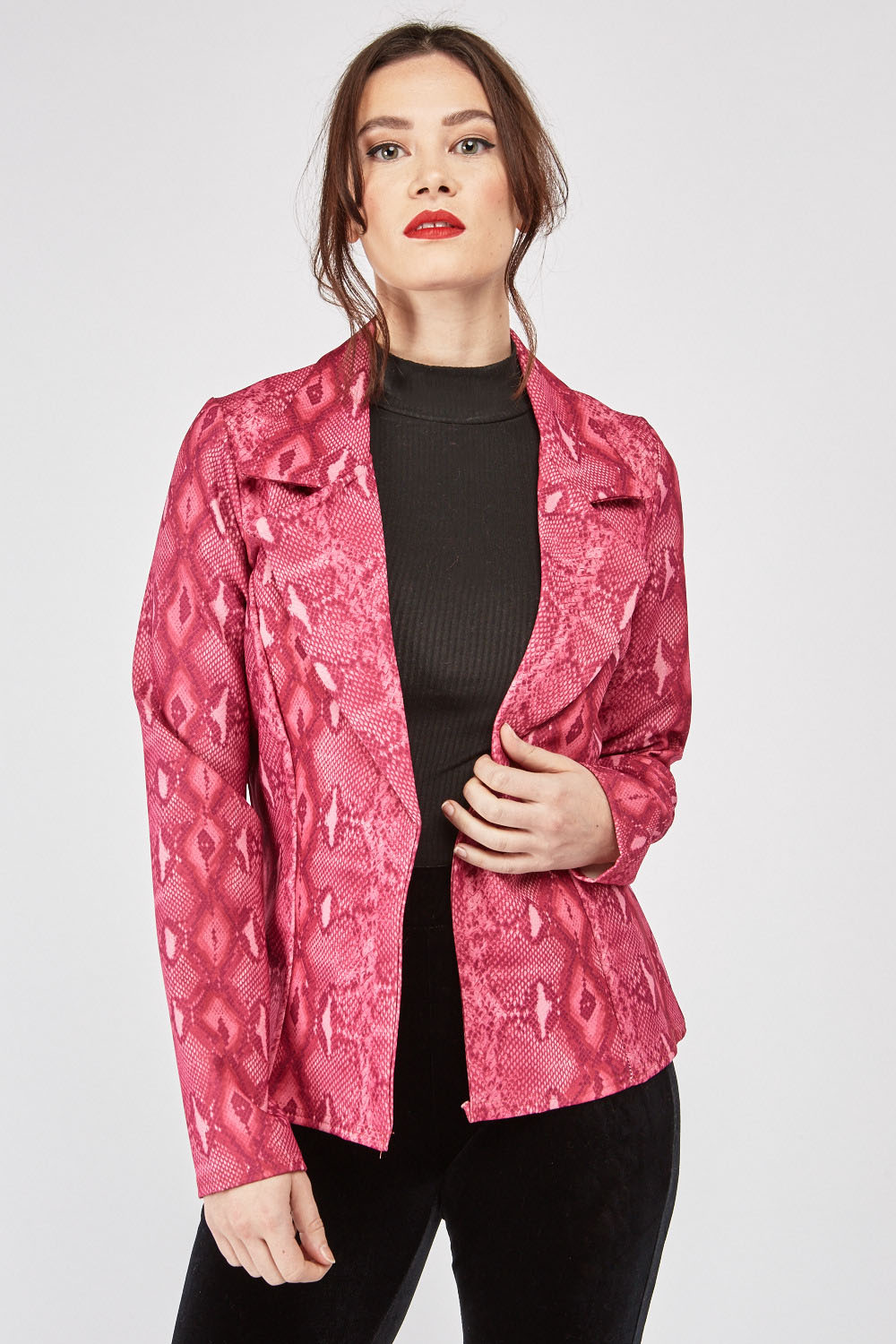 pink snake print jacket