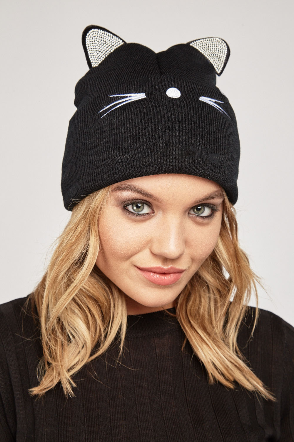 Encrusted Cat Beanie Hat - Just $6