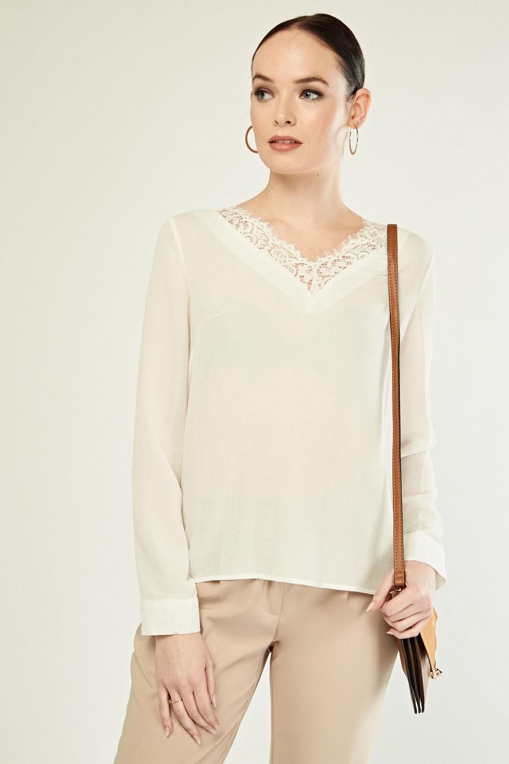 Lace Trim Blouse - Just $3