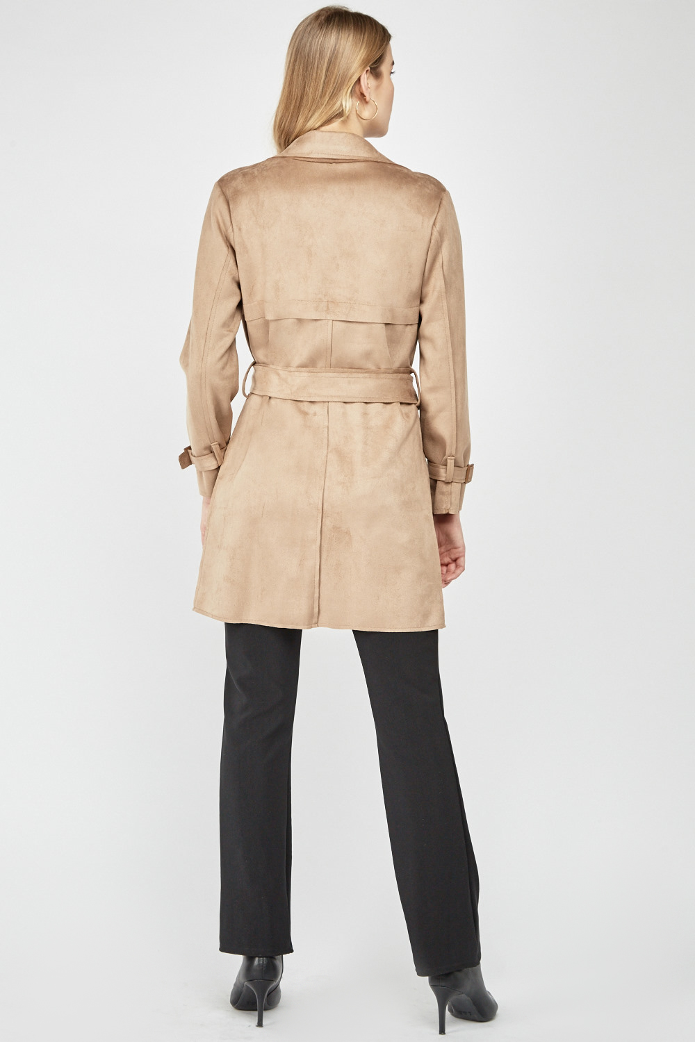 Beige Faux Suede Trench Coat - Just $7