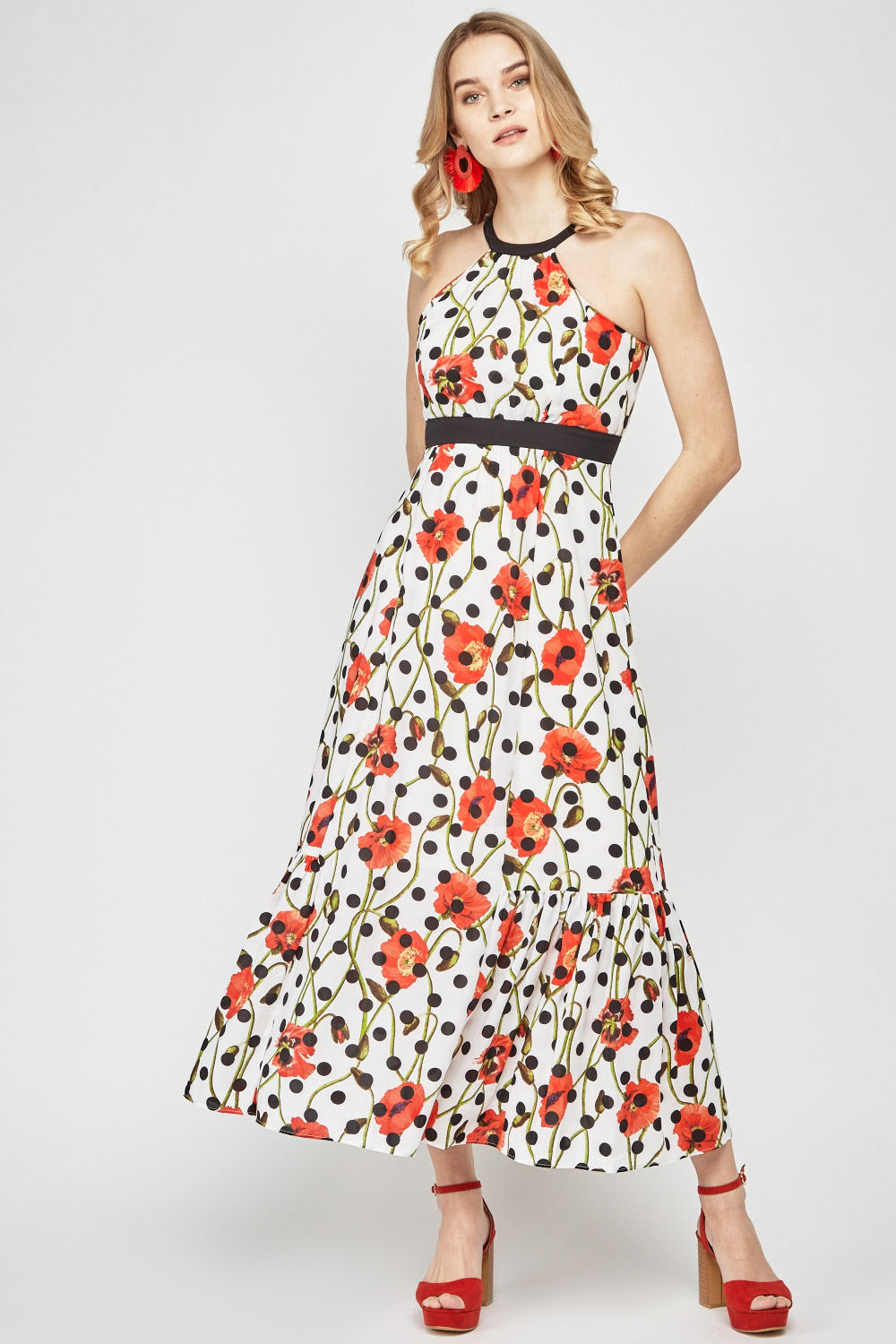 Poppy Flower Print Maxi Dress - Just $6