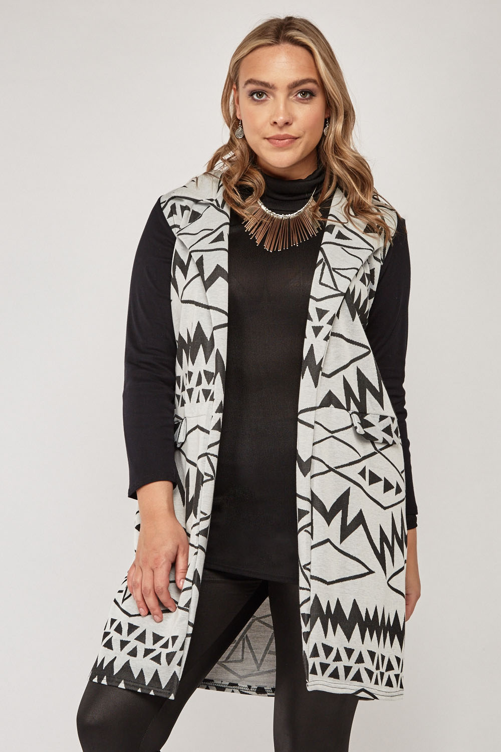 Aztec Print Contrasted Jacket - Just $7
