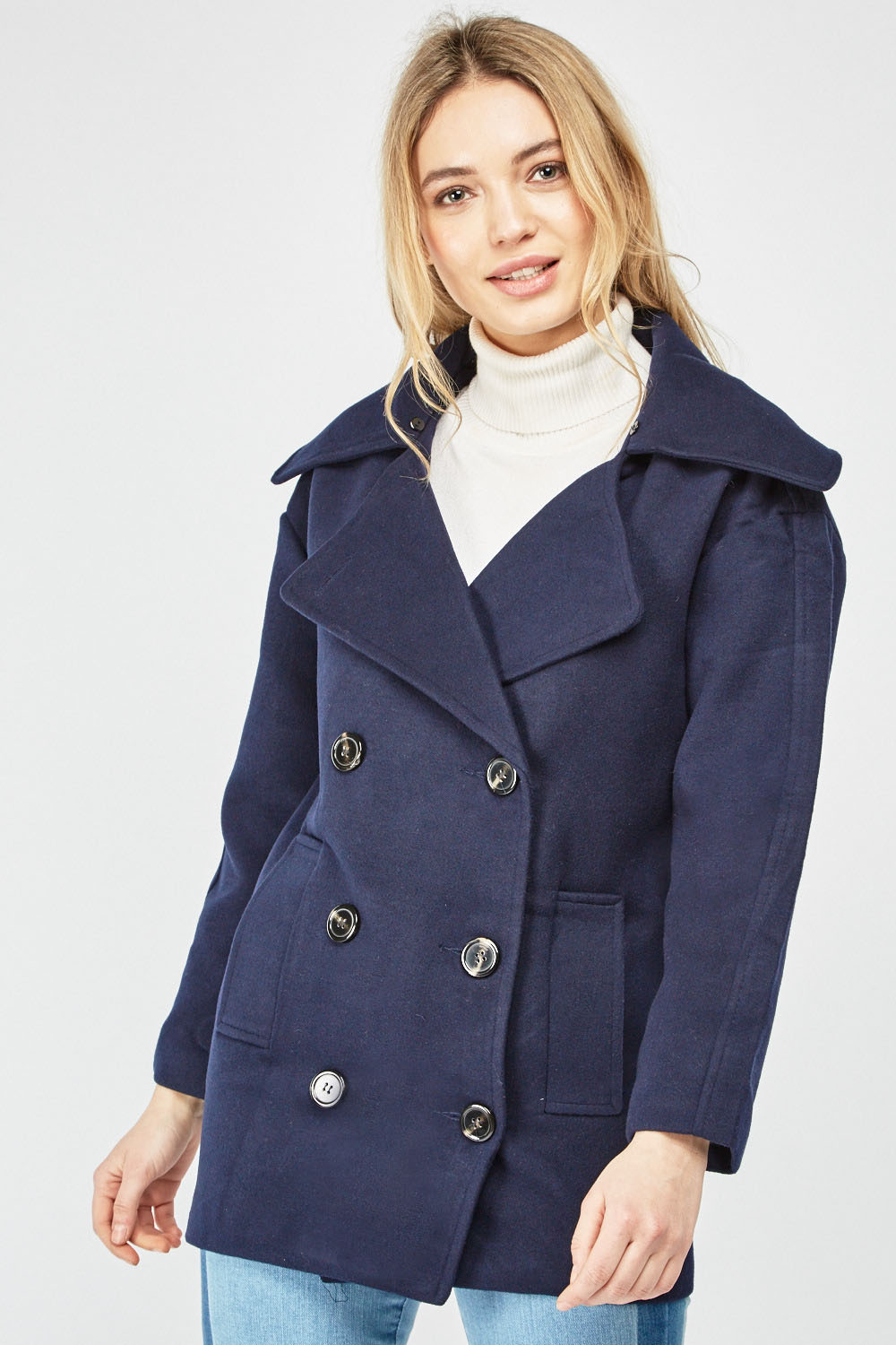 Double Breasted Button Front Coat - Just $7